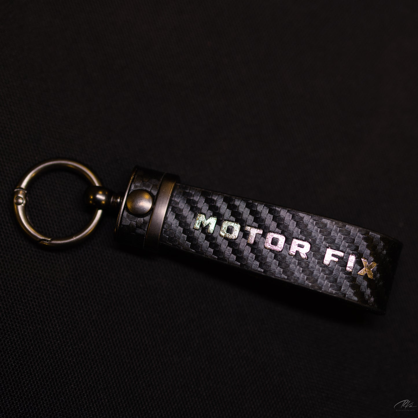 Carbon Fiber Style Leather Keychain